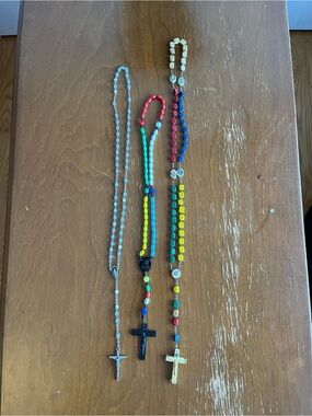 Kids Colorful Bead Cross Necklace - Multicolor
